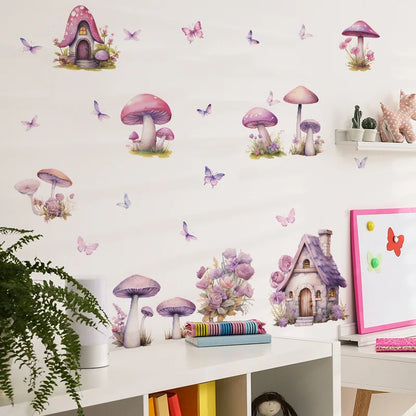 Mushroom Vinyl Child Wall Stickers For Baby Girl Room Decoration Wall Decor Bedroom Accessories Adhesive Wallpaper Room Decor