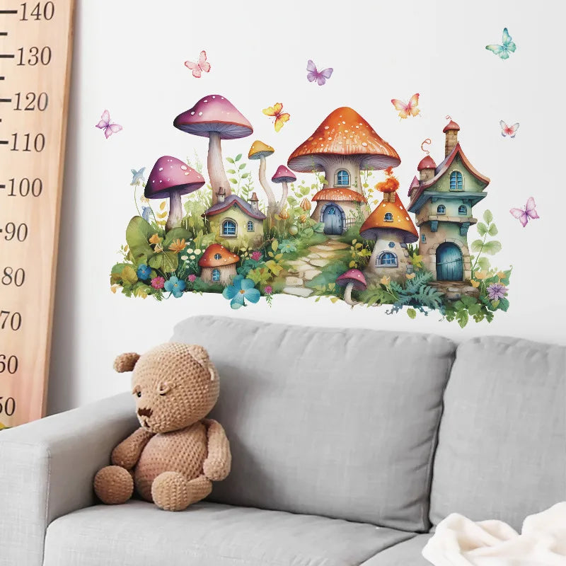 Mushroom Vinyl Child Wall Stickers For Baby Girl Room Decoration Wall Decor Bedroom Accessories Adhesive Wallpaper Room Decor