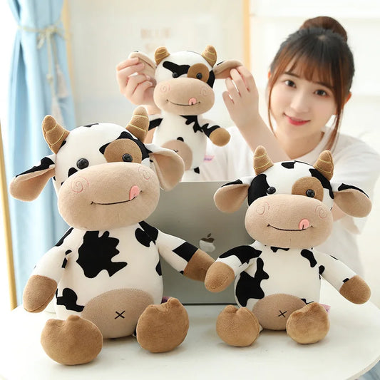 Cartoon Milk Cow Plush Doll - Soft Stuffed Cattle Pillow for Kids - Kawaiioo