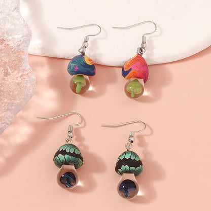 Colorful Mushroom Earrings - Unique Clay & Resin Statement Jewelry