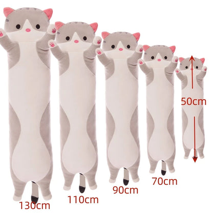 Cute Cat Pillow - Soft Plush Long Stuffed Animal for Kids