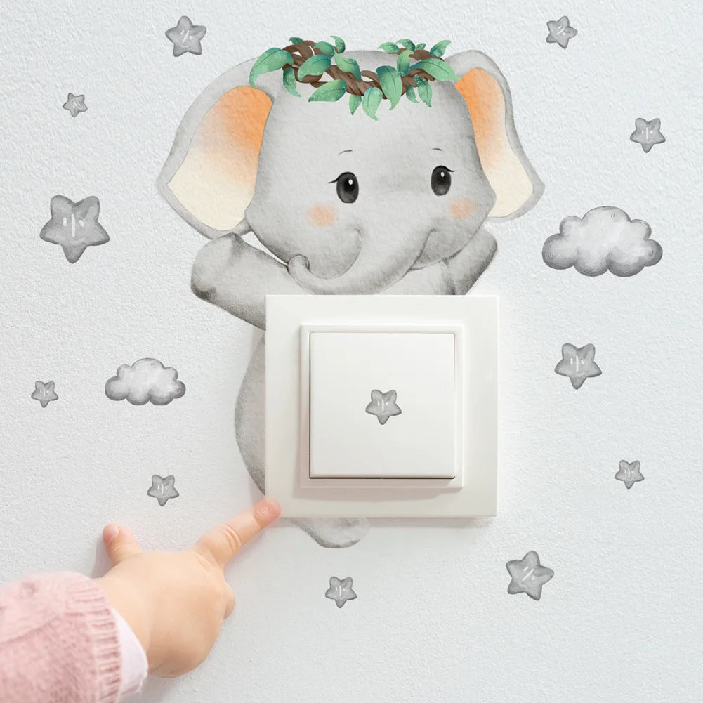 Cute Giraffe Bear Elephant Home Decor Wallpaper Child Wall Decals