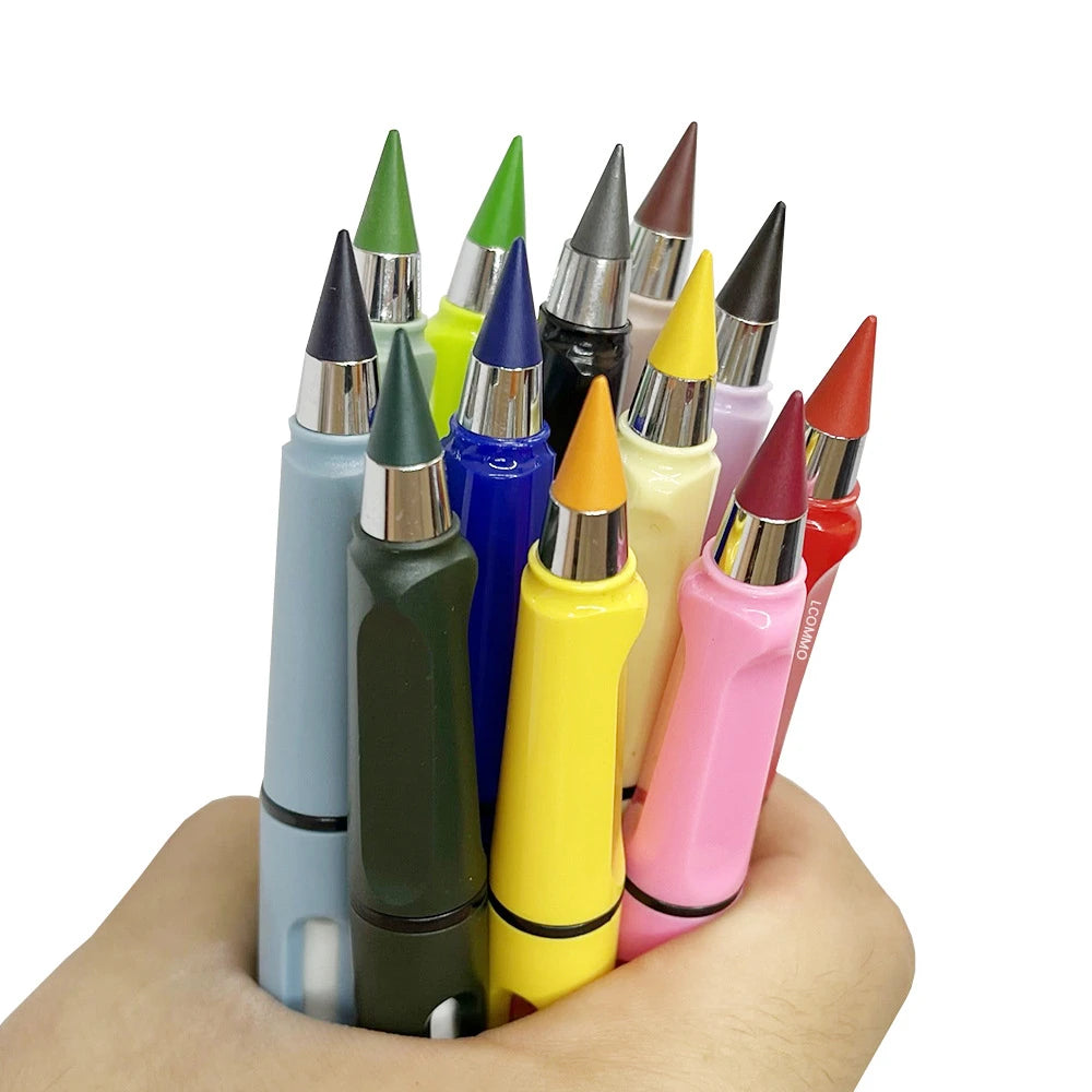 12 Color Eternal Pencils - Kawaii No Ink Sketching Supplies