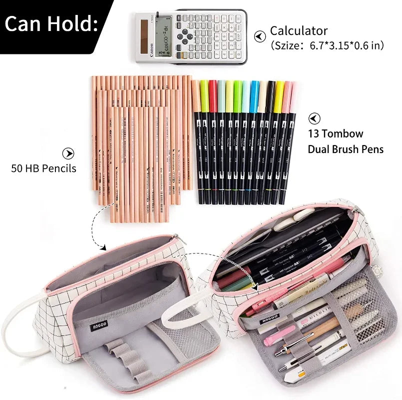 Colored Pencil Case - Kawaii Large Capacity School Stationery Pouch