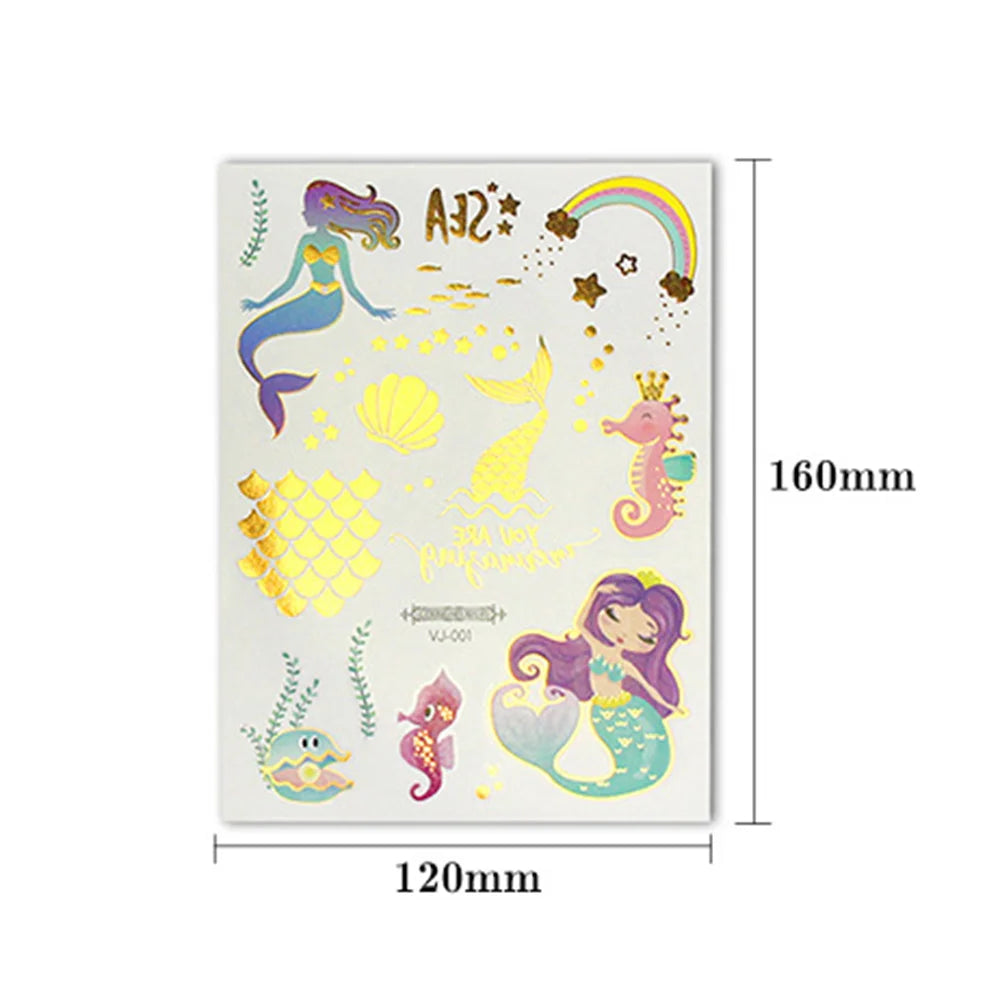 6 Sheets Mermaid Glitter Tattoos - Party Favors & Decorations