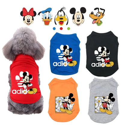 Puppy Summer Vest Disney Cartoon T-shirt Comfortable Breathable Pet Clothes Mickey Dog Sweatshirt Shirt For Chihuahua Bulldog