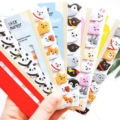 Kawaii Sticky Memo Pad - Cartoon Animals Bookmark for Kids