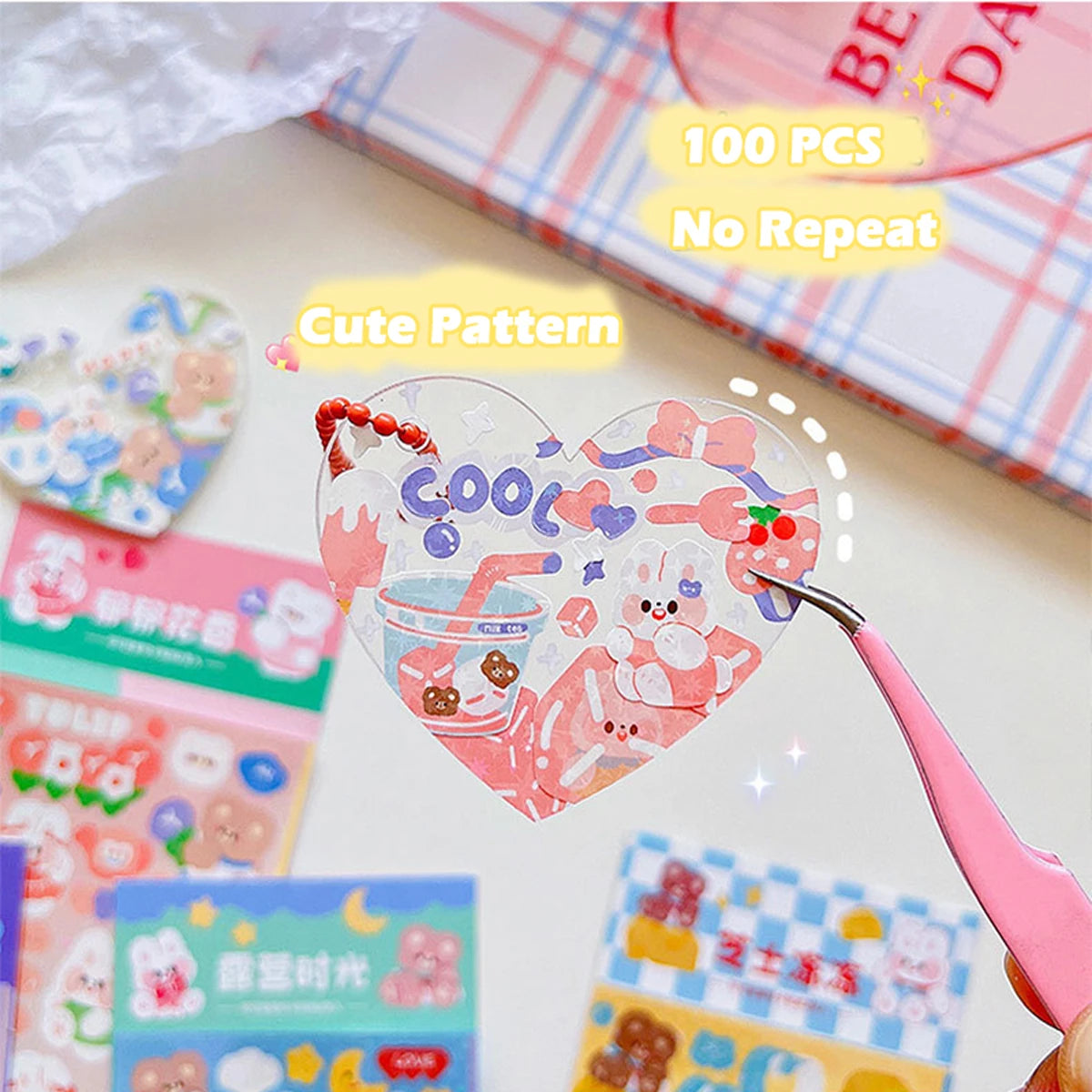 Kawaii Handbook Stickers - Cartoon Collage for Scrapbooking