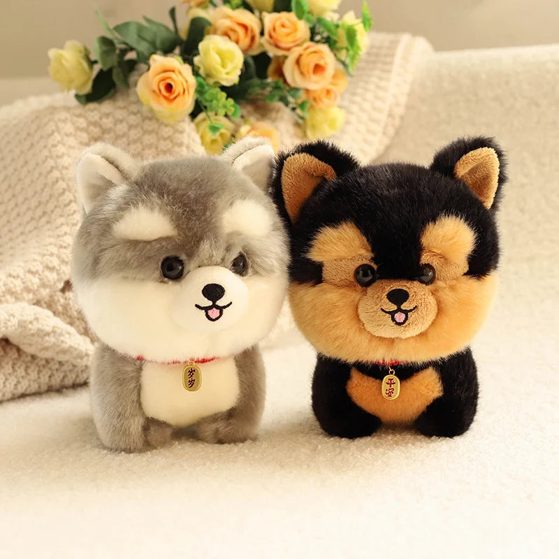 Adorable Furry Plush Corgi Dog Toy - Kawaii Big Head Stuffed Animal