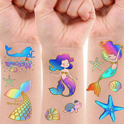 6 Sheets Mermaid Glitter Tattoos - Party Favors & Decorations