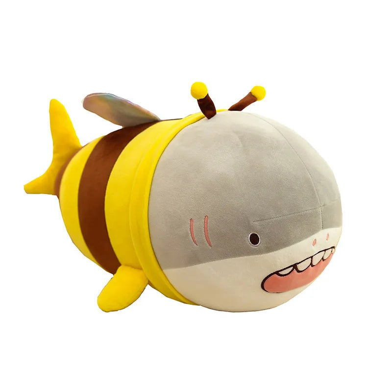 Funny Shark Bee Plush Toy - Soft Stuffed Doll & Throw Cushion