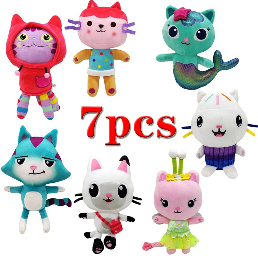 Gabby Dollhouse Plush Toys - Cute Cat & Mermaid Plushie Dolls for Kids - Kawaiioo