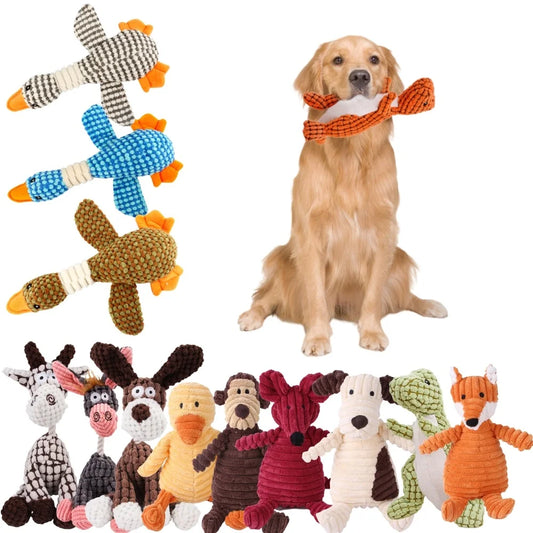 Squeaky Dog Plush Toys: Cute Animal Shape for Fun Play