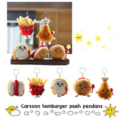 Kawaii Food Plush Keychain - Hamburger, Hot Dog & French Fries Doll