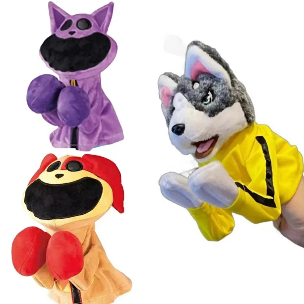 Smiling Critters Plush Cat Toy Puppet Hand Puppet Husky Boxing Puppet Finger Battle Sound Plush Toy Doll Birthday Gift