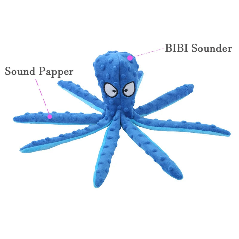 Dog Toy: Squeaky Plush Octopus - Bite-Resistant Chew & Clean