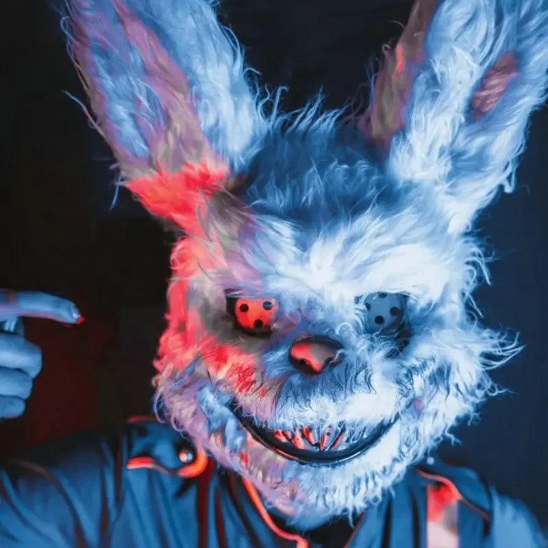 Bloody Plush Bunny Mask: Realistic Halloween Horror Headgear