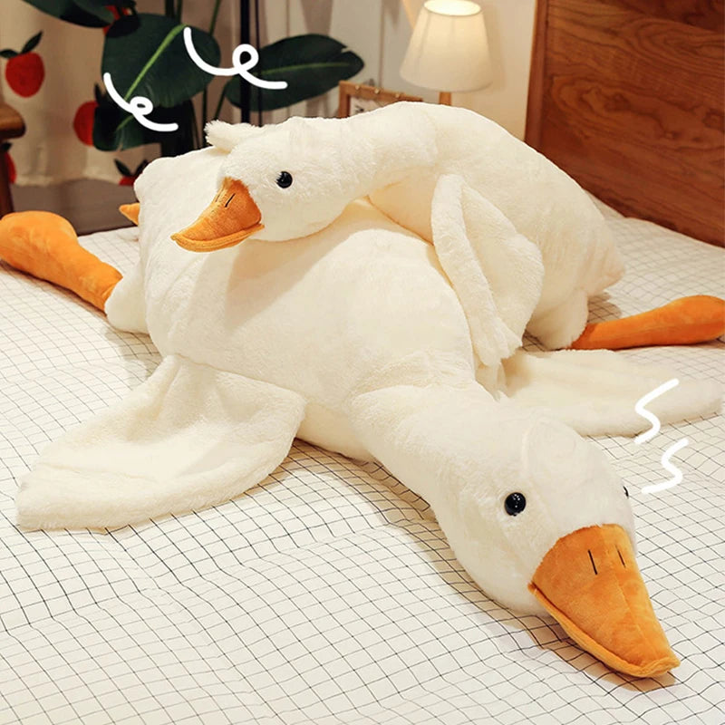 50-190cm Goose Stuffed Plush Cute Fluffy White Goose Plush Toy Kawaii Duck Sleep Pillow Cushion Soft Stuffed Animal Doll Gift