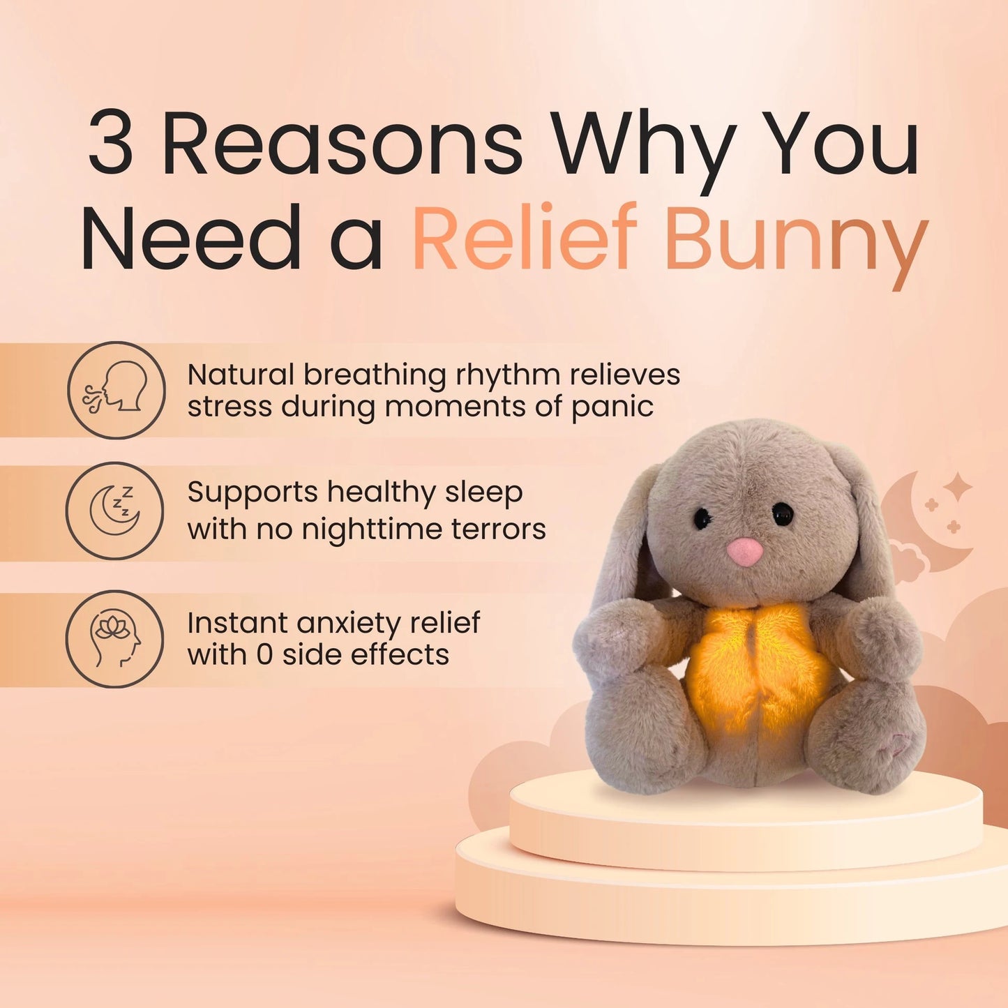 Breathing Bunny Plush Doll - Comforter with Music for Baby's Sleep