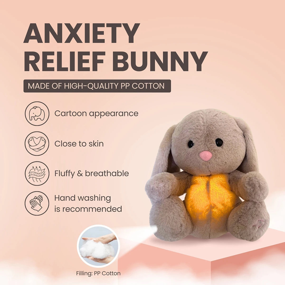 Breathing Bunny Plush Doll - Comforter with Music for Baby's Sleep