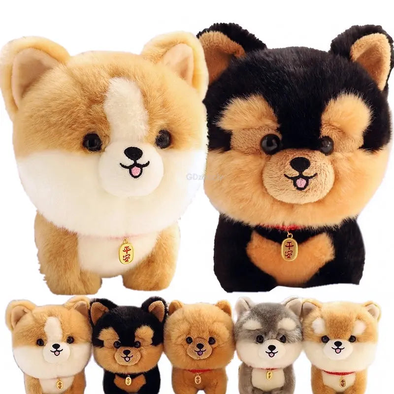 Adorable Furry Plush Corgi Dog Toy - Kawaii Big Head Stuffed Animal