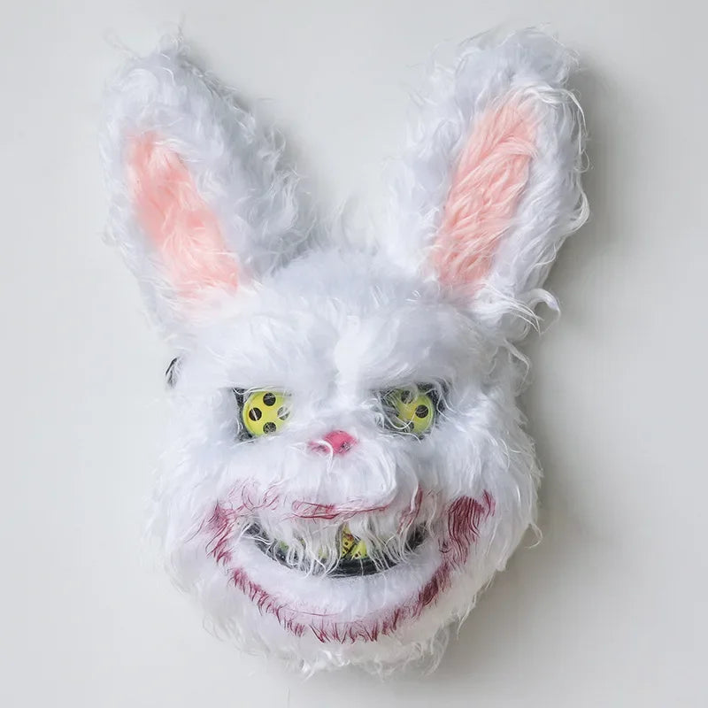 Bloody Plush Bunny Mask: Realistic Halloween Horror Headgear