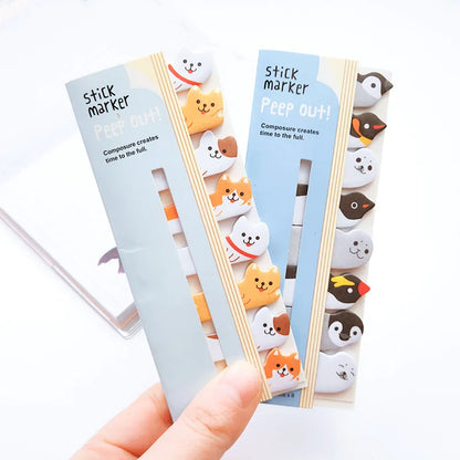 Kawaii Sticky Memo Pad - Cartoon Animals Bookmark for Kids