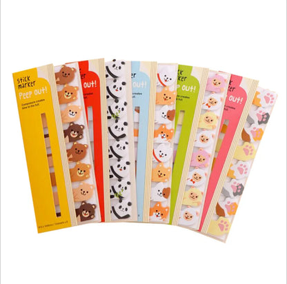 Kawaii Sticky Memo Pad - Cartoon Animals Bookmark for Kids