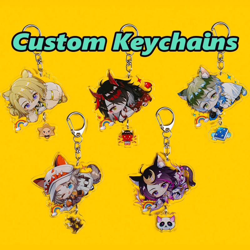 Fashion Anime Custom Keychains Cartoon Clear Acrylic Key Chain Photo Customized Hologram Plastic Personalized Charms Keyring - Kawaiioo