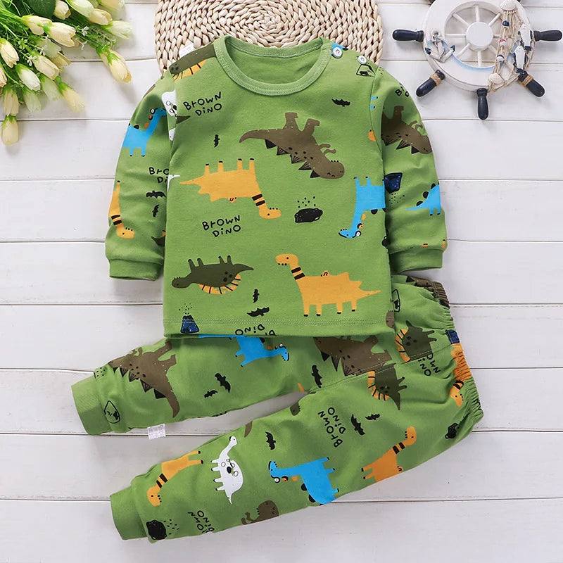 Kids Clothes Set - Cotton Cartoon Autumn/Winter Sleepwear for Boys & Girls