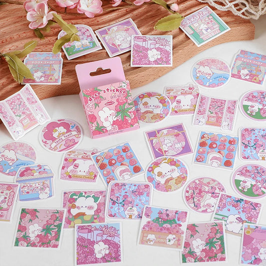 Kawaii Cartoon Stickers 46PCS - Aesthetic DIY Scrapbooking