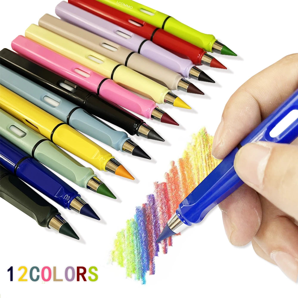 12 Color Eternal Pencils - Kawaii No Ink Sketching Supplies