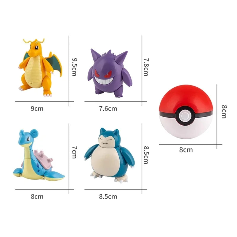 Pokemon Pokeball Figures Toys - Pikachu, Gengar, Dragonite & More - Kawaiioo