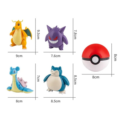 Pokemon Pokeball Figures Toys - Pikachu, Gengar, Dragonite & More - Kawaiioo