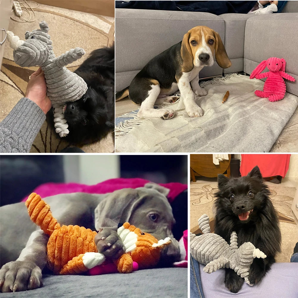 Bite-Resistant Plush Dog Toys - Squeaky Animal Shapes for All Sizes