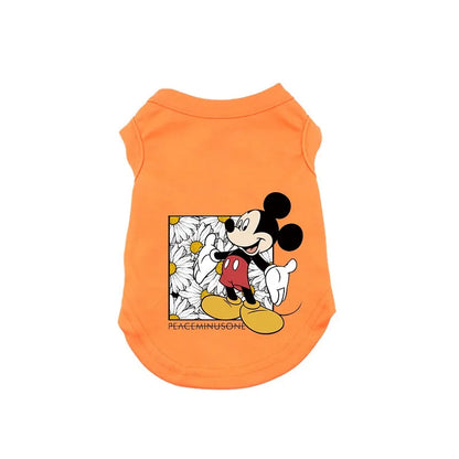 Puppy Summer Vest Disney Cartoon T-shirt Comfortable Breathable Pet Clothes Mickey Dog Sweatshirt Shirt For Chihuahua Bulldog