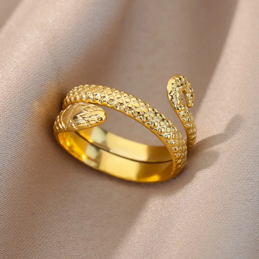 Snake Rings for Women & Men - Gold Stainless Steel Vintage Jewelry