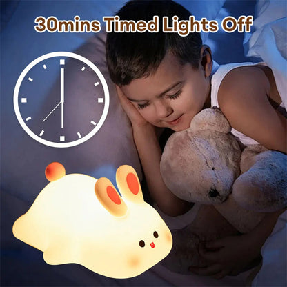 LED Night Light Touch Sensor - Rabbit Silicone Lamp, Cute Kids Decor