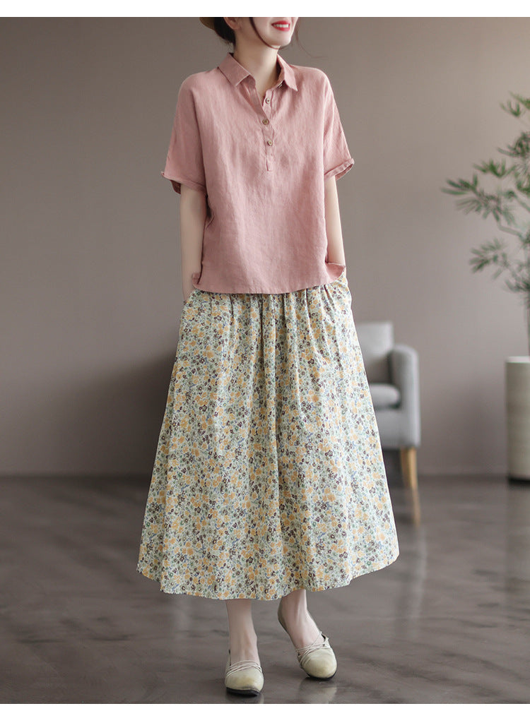 Floral Washed Cotton Skirt - Beautiful Printed Design for Sweet Neighbors