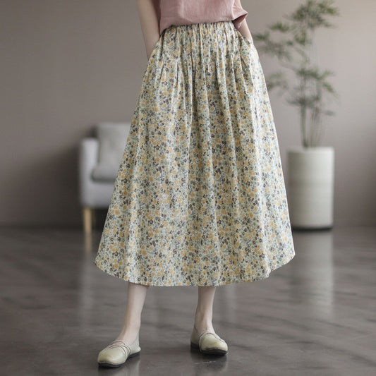 Floral Washed Cotton Skirt - Beautiful Printed Design for Sweet Neighbors